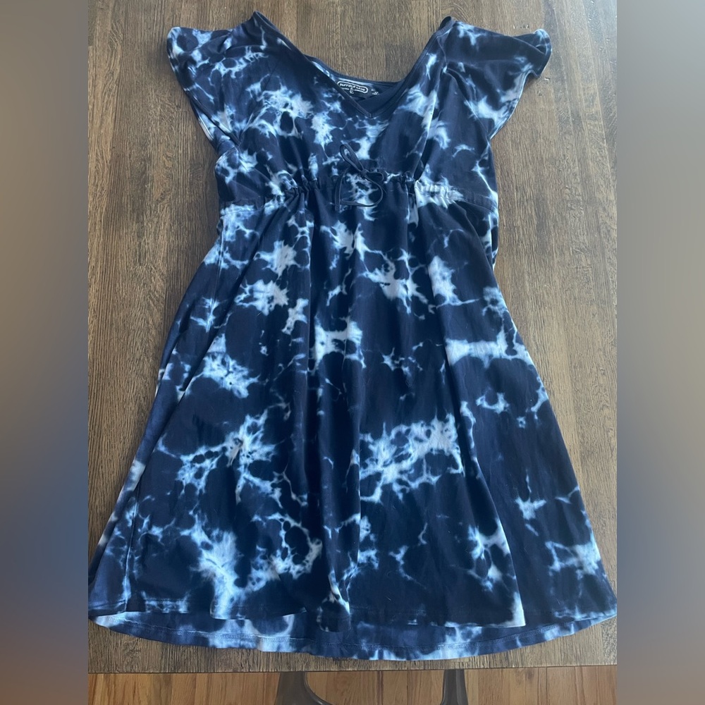 Duffield Lane Navy Tie Dye Dress Casual Summer Beach Pool - Size L